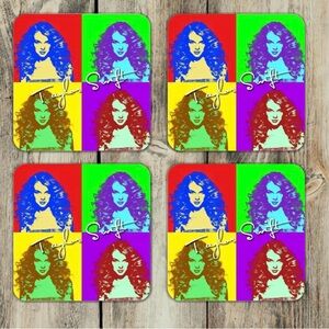 Taylor Swift Colorful Drink Coasters Cork Back Set Of 4